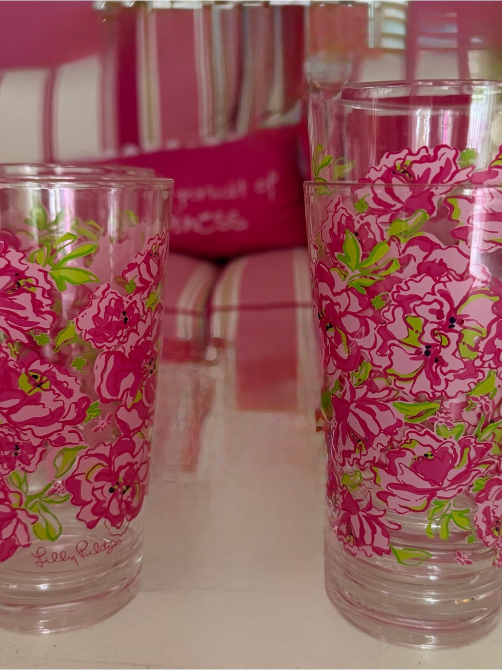 Lilly Pulitzer Acrylic floral drinking Glasses set 4  New